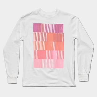 Modernist Block Gradient in Pink Long Sleeve T-Shirt